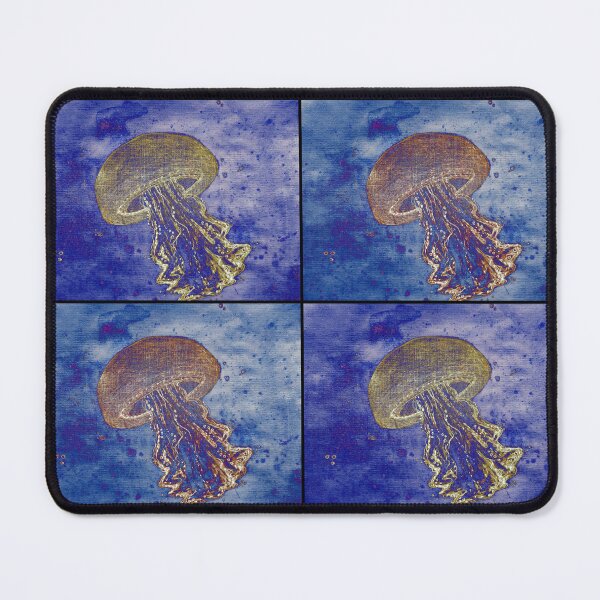 Item preview, Golden Jellyfish Art: Drawing and Watercolour, abstract ocean art designed and sold by Art-by-Nade.