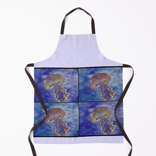 Item preview, Golden Jellyfish Art: Drawing and Watercolour, abstract ocean art designed and sold by Art-by-Nade.