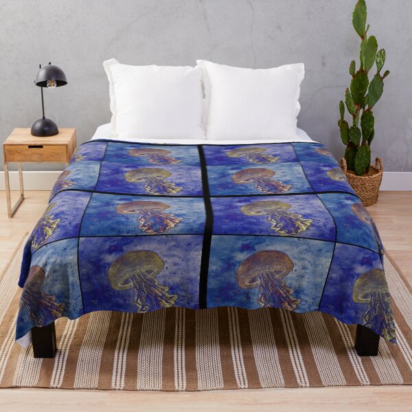 Item preview, Golden Jellyfish Art: Drawing and Watercolour, abstract ocean art designed and sold by Art-by-Nade.