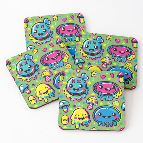 Item preview, Kawaii Kidcore Blobs over Lime Green designed and sold by Oni Figments.