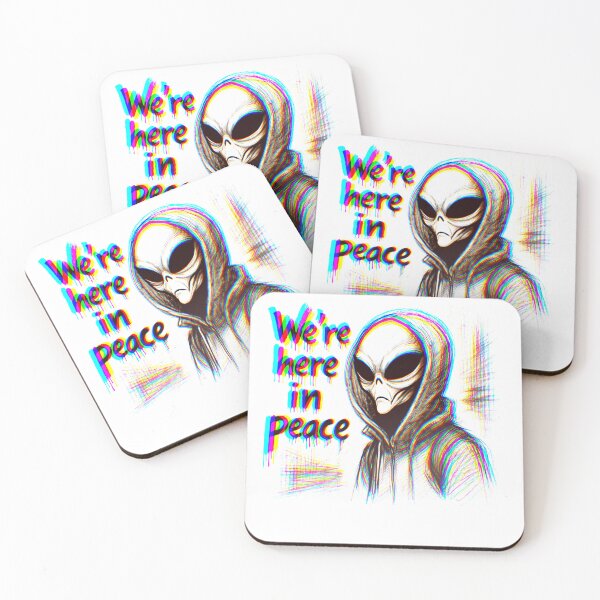 Item preview, We’re here in peace alien sticker designed and sold by DesignsbyForbes.