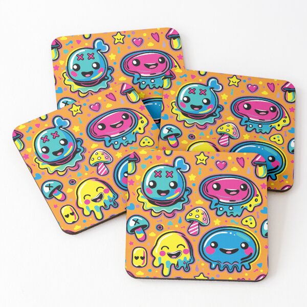 Item preview, Kawaii Kidcore Blobs over Orange designed and sold by Oni Figments.