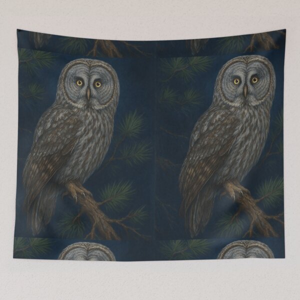 Item preview, Majestic Great Gray Owl Digital Painting designed and sold by DovralThreads.