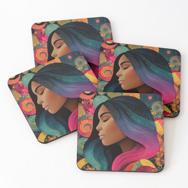 Item preview, Ethereal Energy: Cosmic Serenity – Abstract Afrocentric Portrait designed and sold by Glow & Flow by VLS Design Studio.