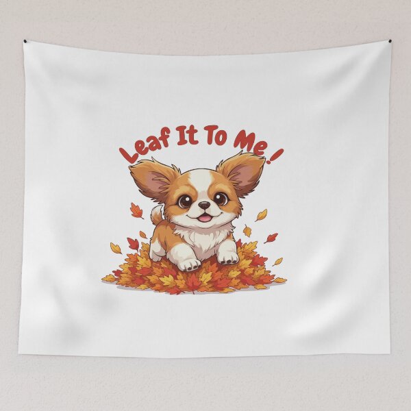 Item preview, Leaf It To Me Tibetan Spaniel Dog Running in Fall Leaves Cute Autumn designed and sold by The Real Life Symphony.