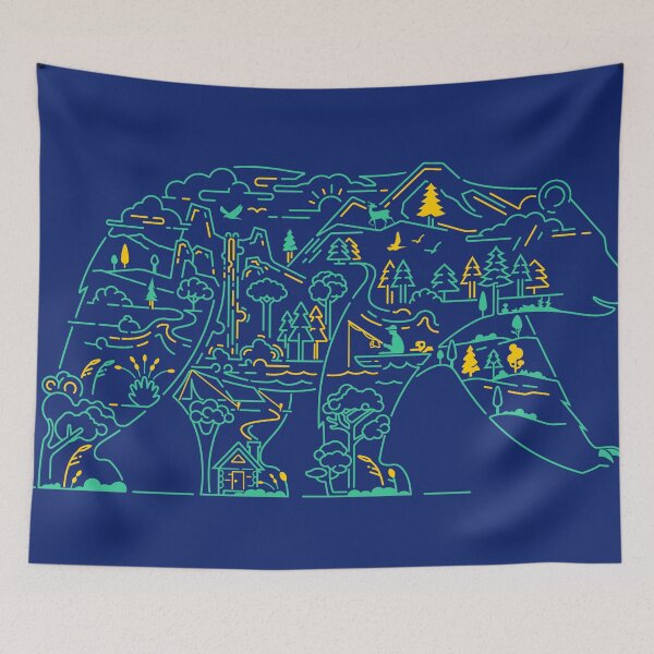 Item preview, concept of animal reserve or world wildlife day campaign, graphic of grizzly bear shape with rainforest element inside designed and sold by NiamLab.