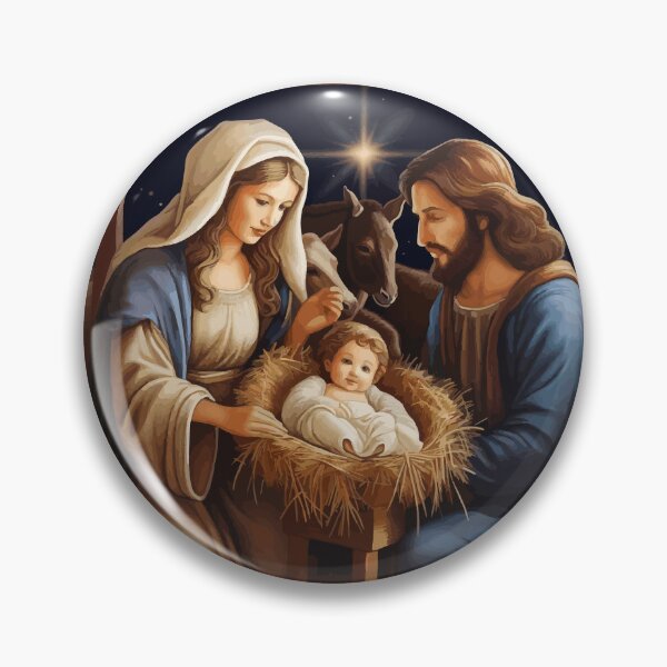 Item preview, Nativity Scene with Mary, Joseph and Baby Jesus in Manger designed and sold by Vicky Brago-Mitchell®.