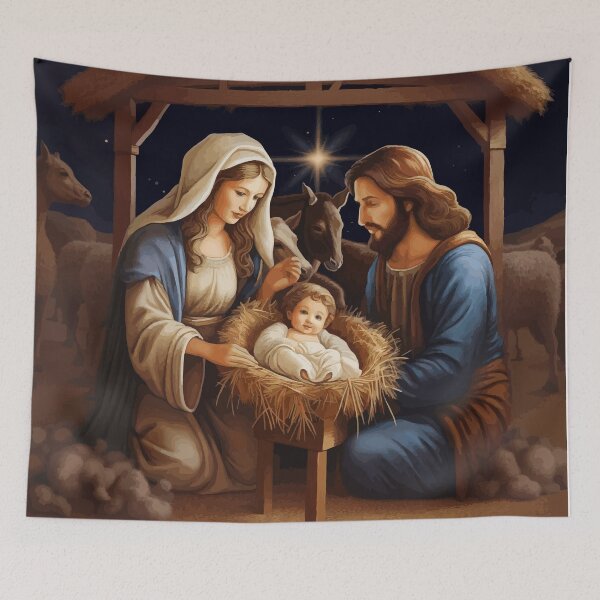 Item preview, Nativity Scene with Mary, Joseph and Baby Jesus in Manger designed and sold by Vicky Brago-Mitchell®.