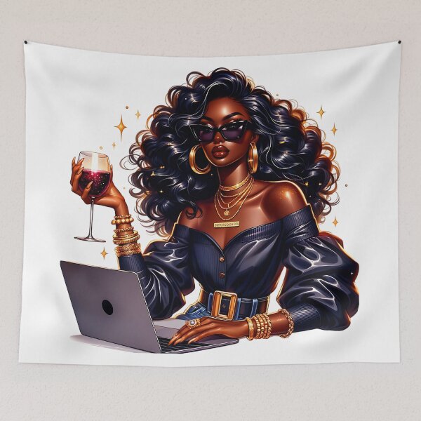 Item preview, Gold & Black Diva – Afro Glam Fashion Art designed and sold by Lulunza.