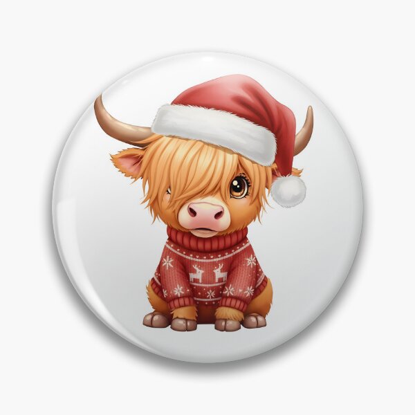 Item preview, Cute Christmas Highland Cow in Ugly Sweater and Santa Hat  designed and sold by debbiedoodarday.