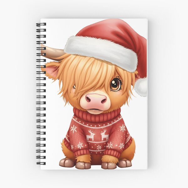 Item preview, Cute Christmas Highland Cow in Ugly Sweater and Santa Hat  designed and sold by debbiedoodarday.
