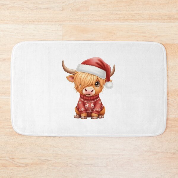 Item preview, Cute Christmas Highland Cow in Ugly Sweater and Santa Hat  designed and sold by debbiedoodarday.