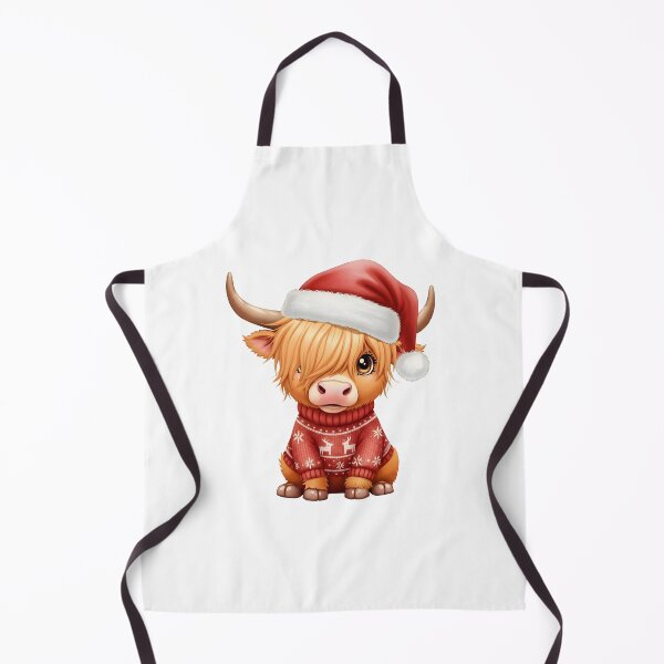 Item preview, Cute Christmas Highland Cow in Ugly Sweater and Santa Hat designed and sold by debbiedoodarday.