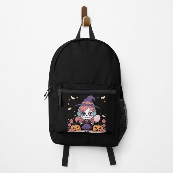 Item preview, Chibi Witch Girl with Skull Makeup and Cotton Candy | Cute Pastel Halloween Art designed and sold by ColorSplash123.