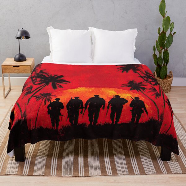 Item preview, Soldier silhouettes march through the jungle during the sunset. designed and sold by Piotrek0001.