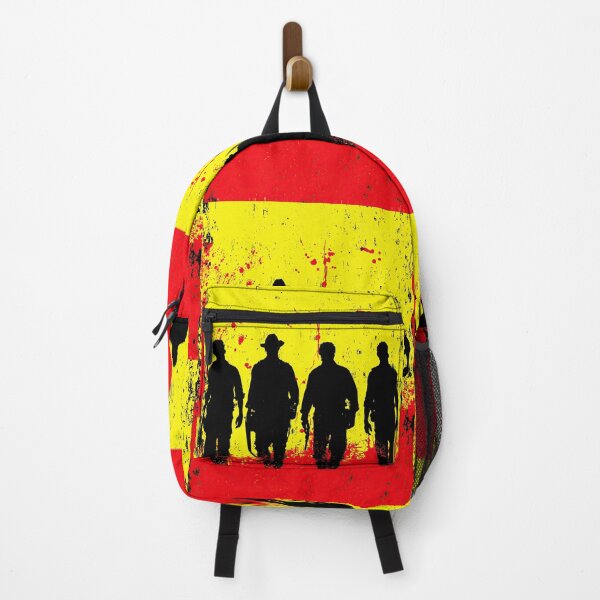 Item preview, Four gunslinger silhouettes walk through a bloody, destroyed wasteland. designed and sold by Piotrek0001.