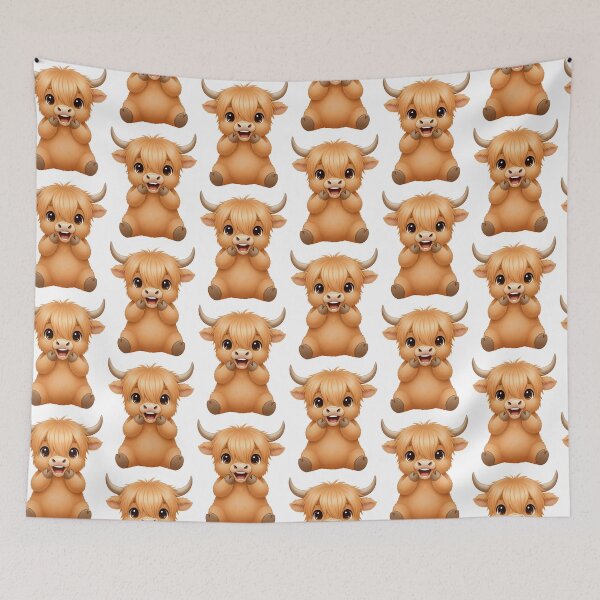 Item preview, Joyful Baby Highland Cow Calf with a Big Smile designed and sold by debbiedoodarday.