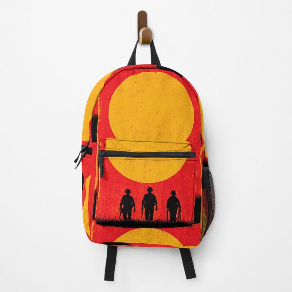Item preview, Three soldier silhouettes against a big setting red sun. designed and sold by Piotrek0001.