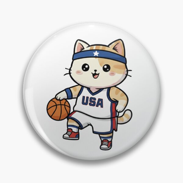 Item preview, Kawaii Basket: Pack of 6 Basketball Kittens from National Teams | Cute Basketball Cat Design for Basketball Fans and Lovers designed and sold by DibuHumor.