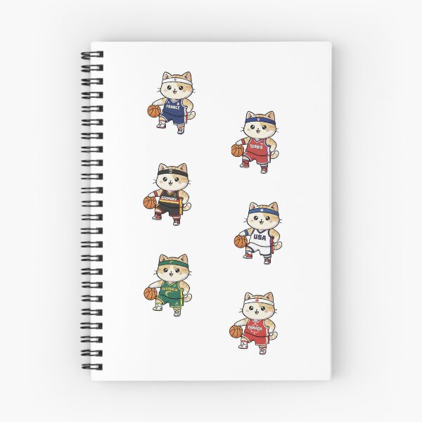 Item preview, Kawaii Basket: Pack of 6 Basketball Kittens from National Teams | Cute Basketball Cat Design for Basketball Fans and Lovers designed and sold by DibuHumor.