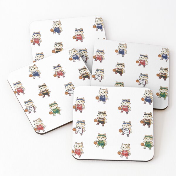 Item preview, Kawaii Basket: Pack of 6 Basketball Kittens from National Teams | Cute Basketball Cat Design for Basketball Fans and Lovers designed and sold by DibuHumor.
