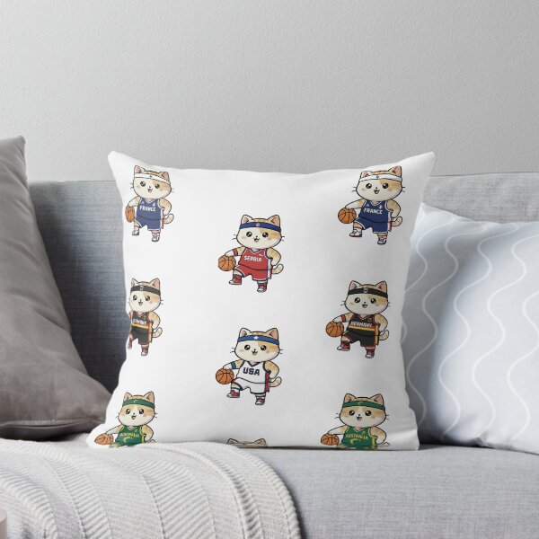 Item preview, Kawaii Basket: Pack of 6 Basketball Kittens from National Teams | Cute Basketball Cat Design for Basketball Fans and Lovers designed and sold by DibuHumor.