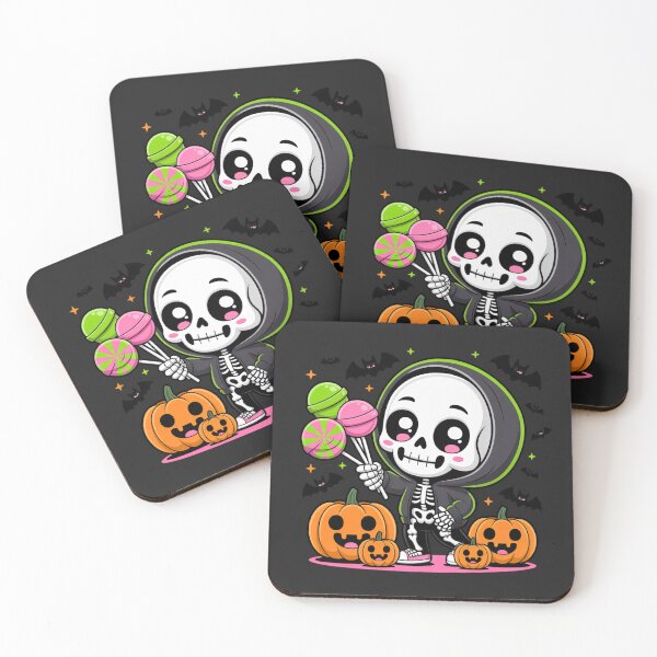 Item preview, Cute Chibi Skeleton in Hoodie with Candy Lollipops | Kawaii Halloween Pumpkin & Bat Art designed and sold by ColorSplash123.