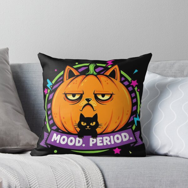 Item preview, Mood. Period. Grumpy Cat Pumpkin Neon Graphic designed and sold by catlovers2025.