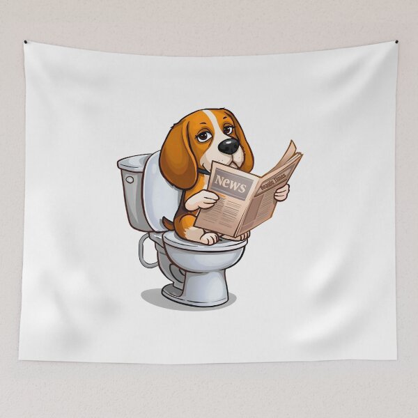 Item preview, Funny Beagle on the Toilet Reading Newspaper | Cute Cartoon Dog Acting Human Design designed and sold by Fredster1966.