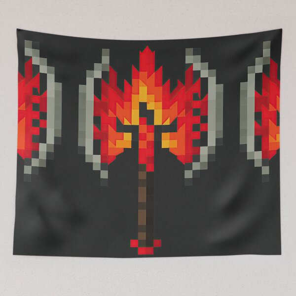 Item preview, A powerful fiery double-bladed battle axe in pixel art. designed and sold by Piotrek0001.