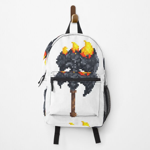 Item preview, A burning stone battle axe in a pixel art style. designed and sold by Piotrek0001.
