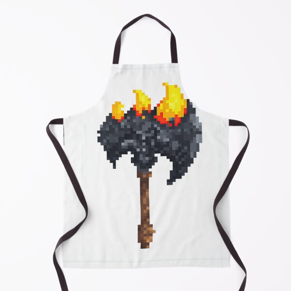 Item preview, A burning stone battle axe in a pixel art style. designed and sold by Piotrek0001.