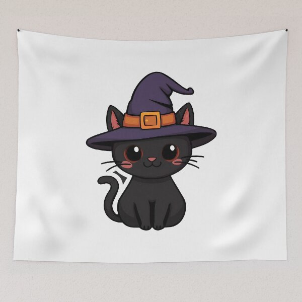 Item preview, Spooky Cute Black Cat with Witch Hat – Magical Halloween Aesthetic designed and sold by Lu7u.