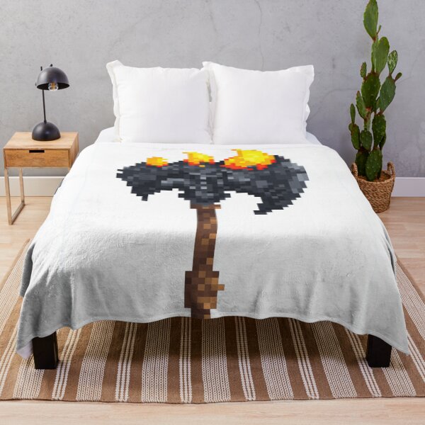 Item preview, A burning stone battle axe in a pixel art style. designed and sold by Piotrek0001.