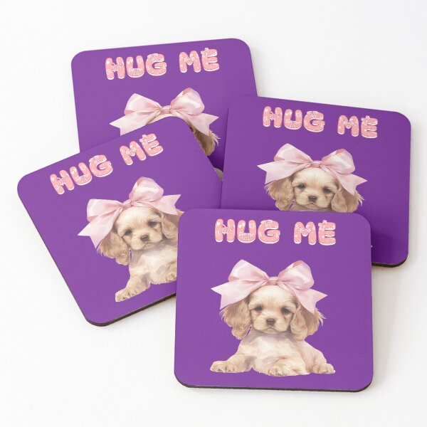 Item preview, cute puppy with pink bow designed and sold by Mauswohn.