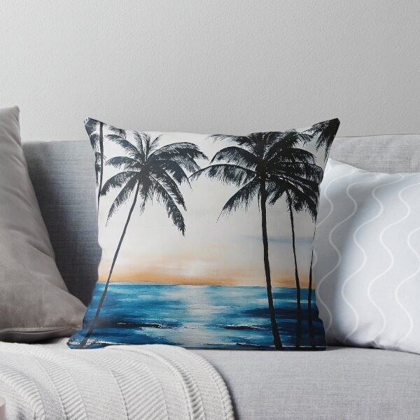 Item preview, "Seychelles Tropical Sunset Beach Painting – Serene Palm Trees and Ocean Waves Art Print" designed and sold by Joesy.