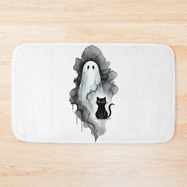 Item preview, Cute Ghost and Black Cat Watercolor Halloween Art designed and sold by asudesign.