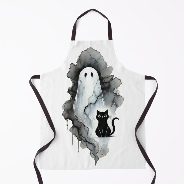 Item preview, Cute Ghost and Black Cat Watercolor Halloween Art designed and sold by asudesign.