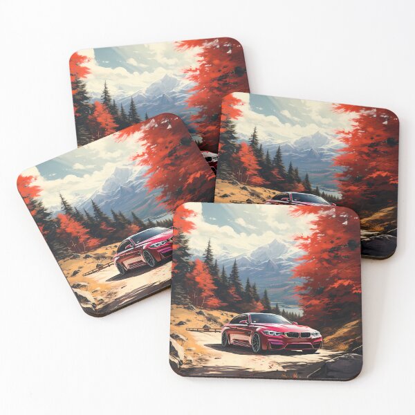 Item preview, Powerful Coupe Cruises Amid Vibrant Red Forest And Peaks designed and sold by RevUpDesign.