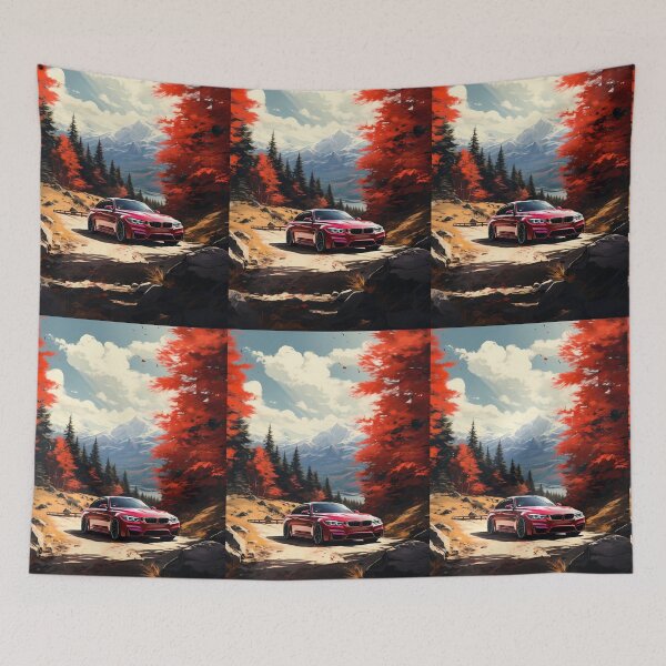 Item preview, Powerful Coupe Cruises Amid Vibrant Red Forest And Peaks designed and sold by RevUpDesign.