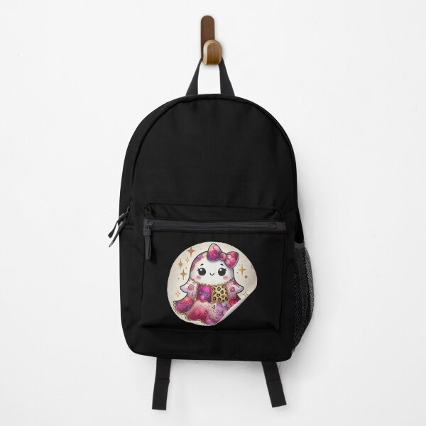 Item preview, Cute Kawaii Ghost Sticker in Sparkly Pink and Purple Dress with Bow designed and sold by asudesign.