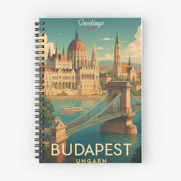 Item preview, Greetings from BUDAPEST Hungary - Modern Colorful City View designed and sold by Earth Celebration Designs.