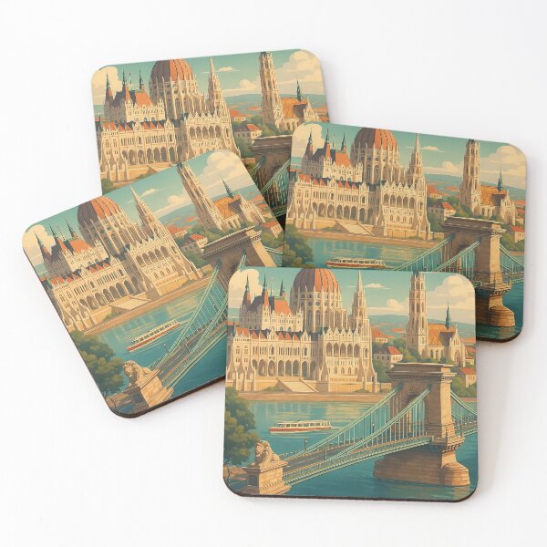 Item preview, Greetings from BUDAPEST Hungary - Modern Colorful City View designed and sold by Earth Celebration Designs.