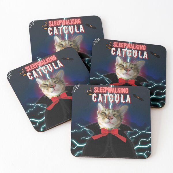 Item preview, Cat Catcula Sleepwalking Halloween Dark Blue designed and sold by HappyHavenStu.