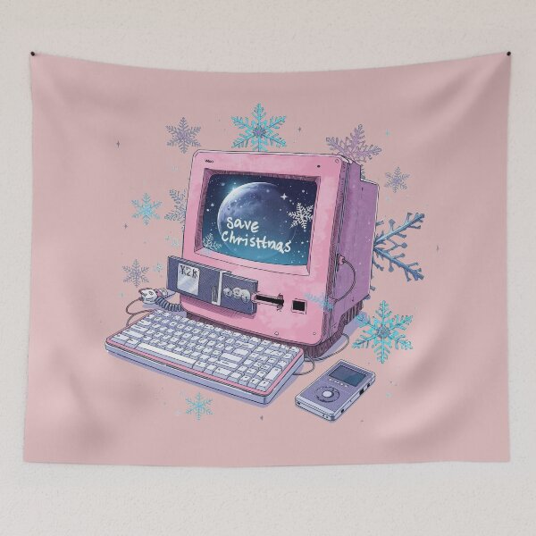 Item preview, Save Christmas – Y2K Pink Computer Retro Aesthetic Tee designed and sold by calm-style.