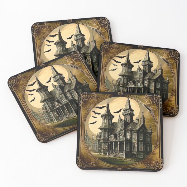 Item preview, Haunted Victorian Mansion & Jack-o’-Lanterns Halloween Art Print designed and sold by LanaGustavsson.