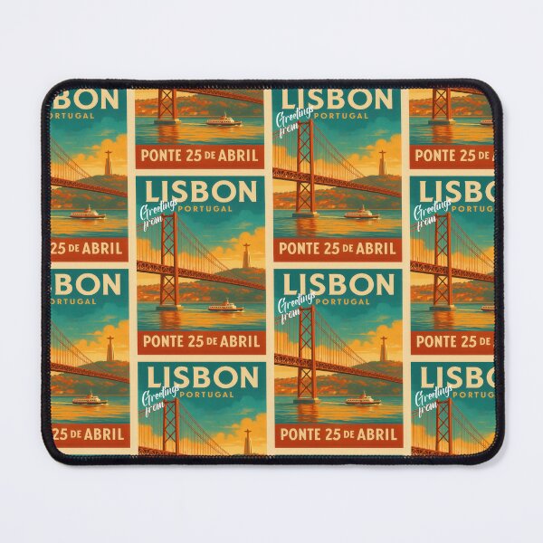 Item preview, Greetings from LISBON - Ponte 25 de Abril – Urban Retro Dreams designed and sold by Earth Celebration Designs.
