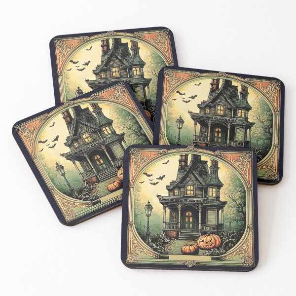Item preview, Haunted Victorian Mansion & Jack-o’-Lanterns Halloween Art Print designed and sold by LanaGustavsson.