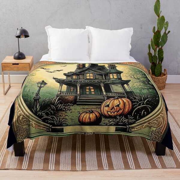Item preview, Haunted Victorian Mansion & Jack-o’-Lanterns Halloween Art Print designed and sold by LanaGustavsson.