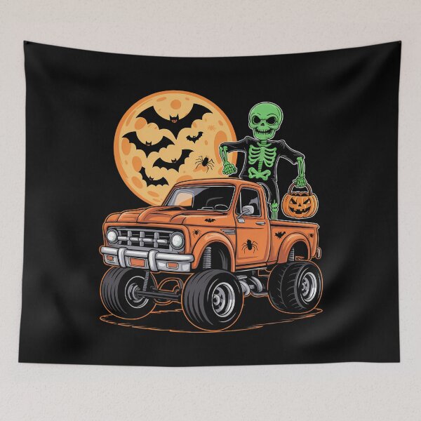 Item preview, Halloween Skeleton Riding Monster Truck designed and sold by savrmiller.